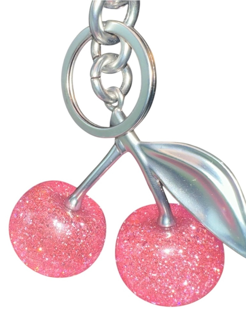 Pink Glitter Cherry Keychain Key & Card Holder